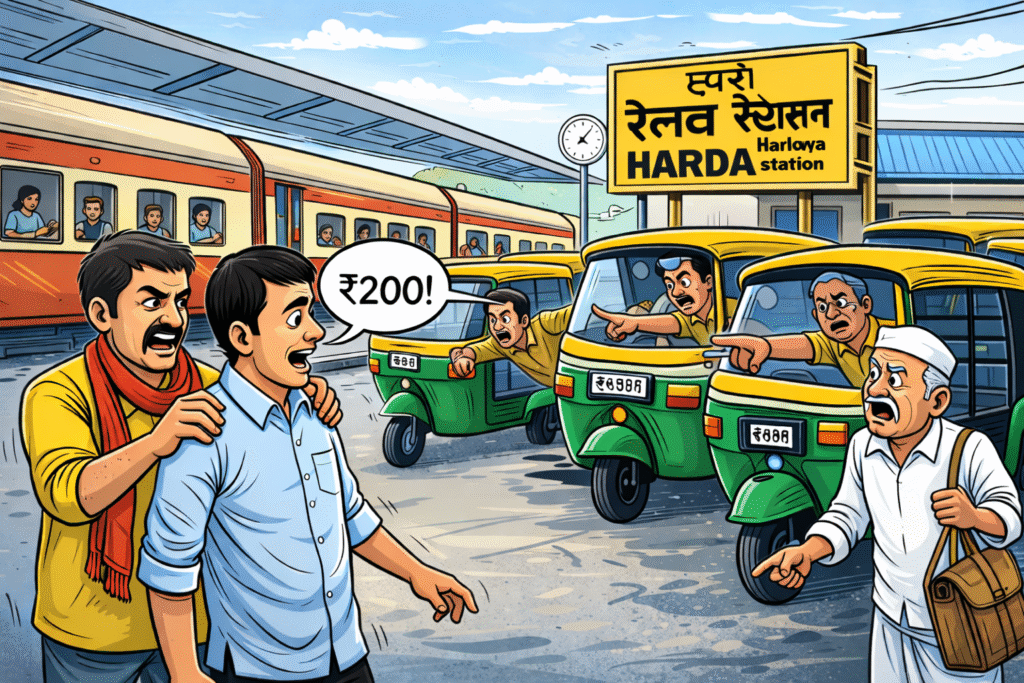 हरदा रेलवे स्टेशन पर ऑटो चालकों की मनमानी, यात्रियों से बदसलूकी के मामले बढ़े